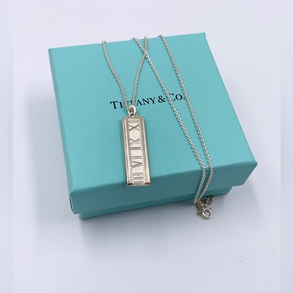 Authentic Tiffany & Co 925 Silver Atlas Collection Bar with Necklace - Picture 8 of 9